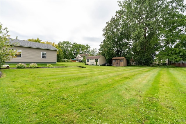 view of yard with a storage unit