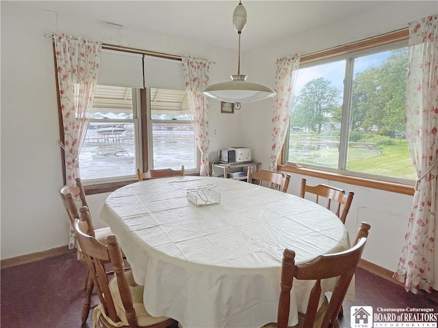 view of carpeted dining area