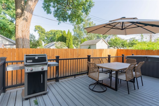 deck featuring area for grilling