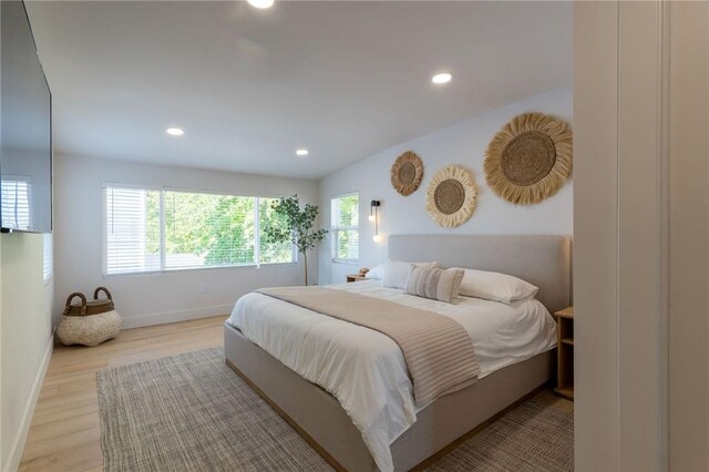 bedroom featuring light hardwood / wood-style flooring