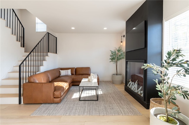 living room featuring light hardwood / wood-style floors