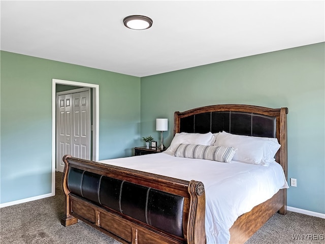 carpeted bedroom featuring a closet