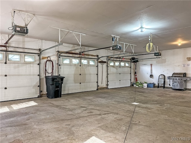 garage with a garage door opener