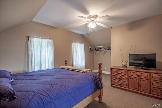 318 Stevens Rd, Gouverneur, NY 13642 - carpeted bedroom with vaulted ceiling and ceiling fan