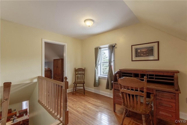 318 Stevens Rd, Gouverneur, NY 13642 - office space featuring wood-type flooring and vaulted ceiling