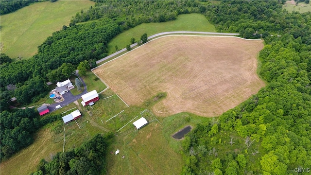 drone / aerial view with a rural view