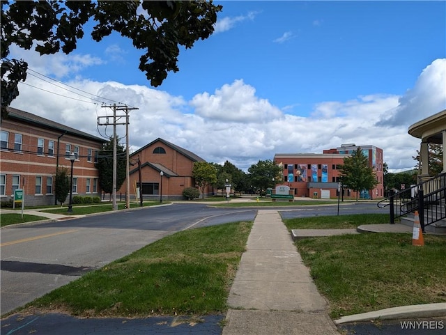 view of street featuring sidewalks and curbs