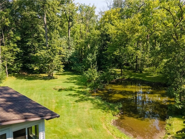 view of yard with a water view