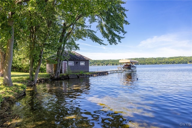 exterior space with a dock