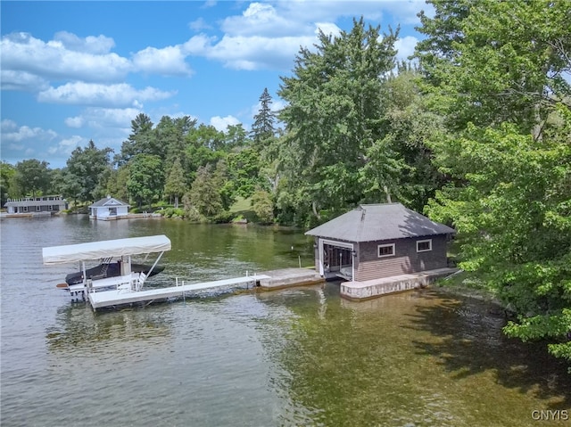 dock area featuring a water view