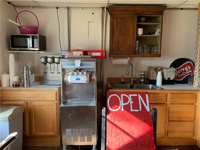 452 Main, Independence, NY 14897 - kitchen featuring stainless steel microwave, light countertops, and refrigerator
