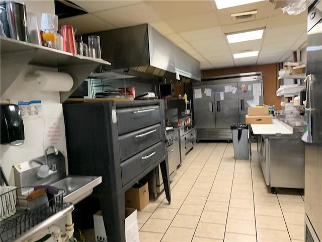 452 Main, Independence, NY 14897 - kitchen with a drop ceiling, light tile patterned floors, and open shelves