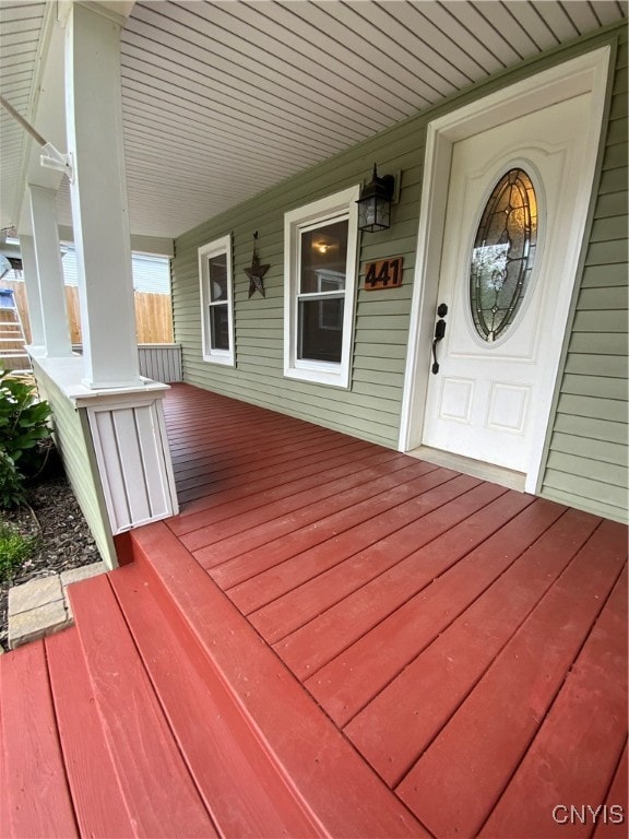 wooden deck featuring a porch