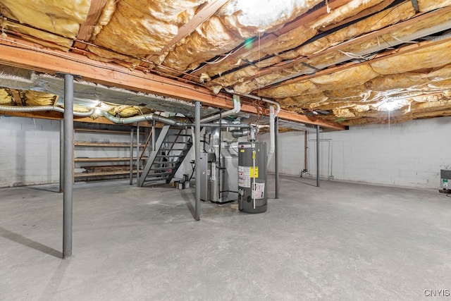 basement with gas water heater