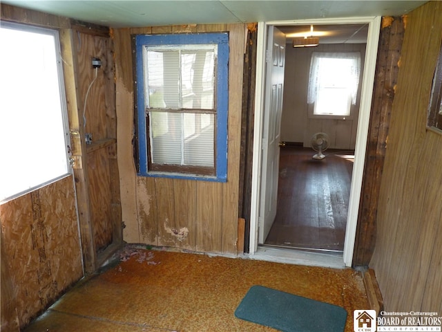 interior space with wood walls