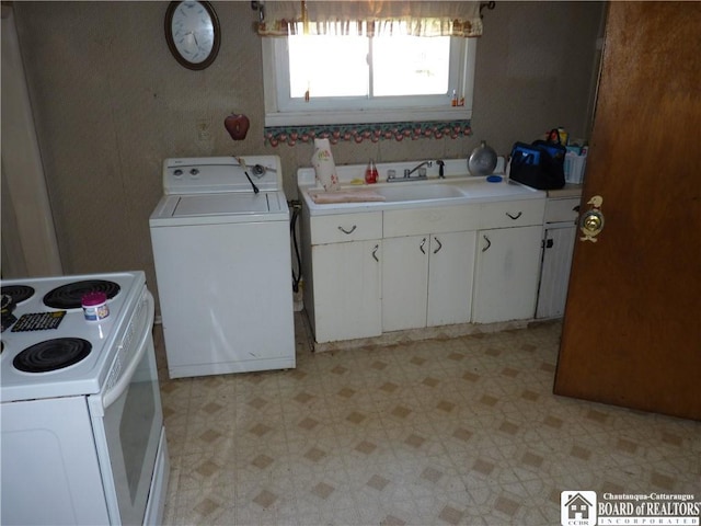 132 Miller St, Sherman, NY 14781 - laundry room with a sink, washer / clothes dryer, laundry area, and light floors