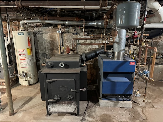 utility room with water heater