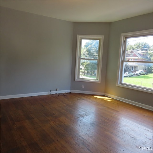 empty room with hardwood / wood-style flooring