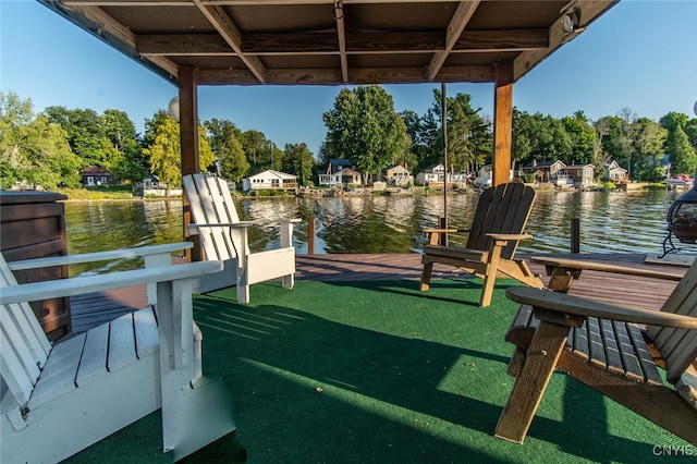 view of patio featuring a water view