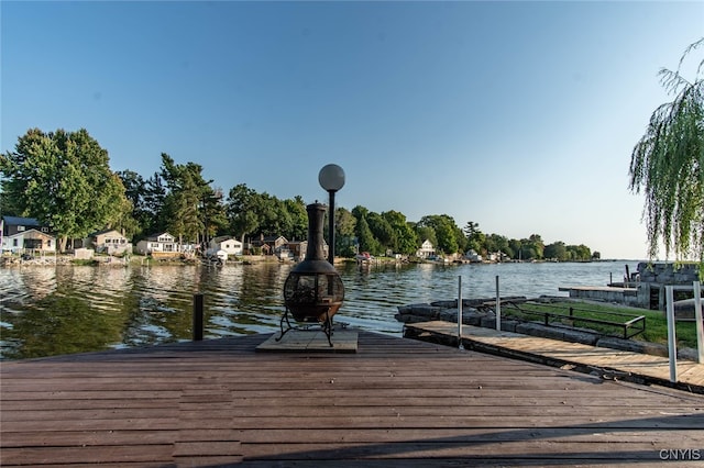 view of dock featuring a water view