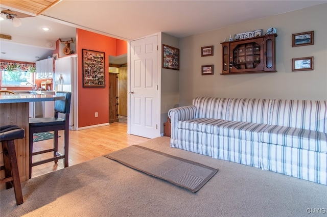 living room with light wood-type flooring