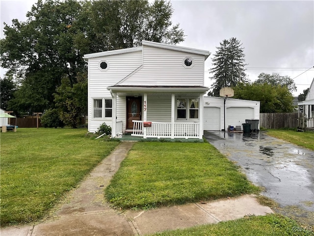 view of front of home featuring a porch and a front lawn