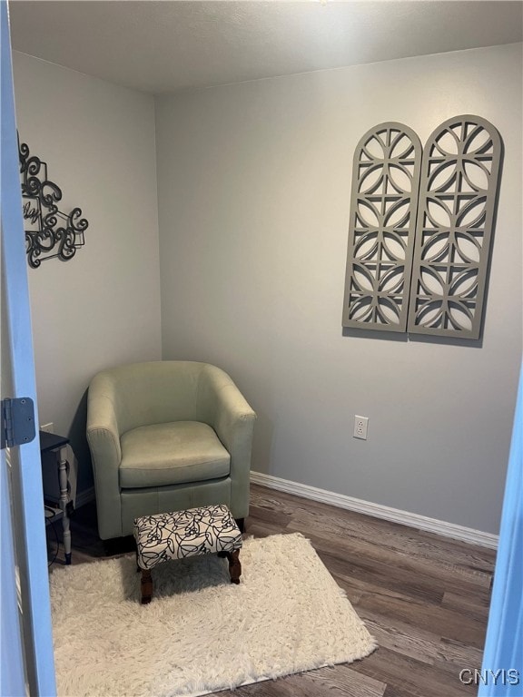 living area with dark wood-type flooring