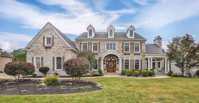 view of front of house featuring a front lawn