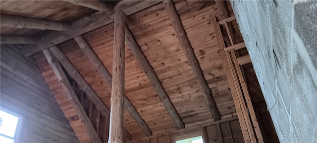 interior details with beamed ceiling and wooden ceiling