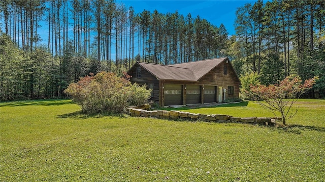 view of property exterior with a yard