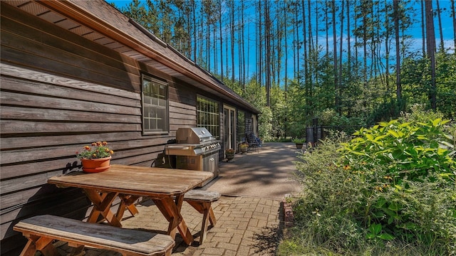 view of patio / terrace featuring a grill