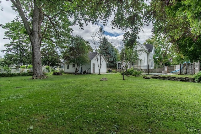 view of yard with fence