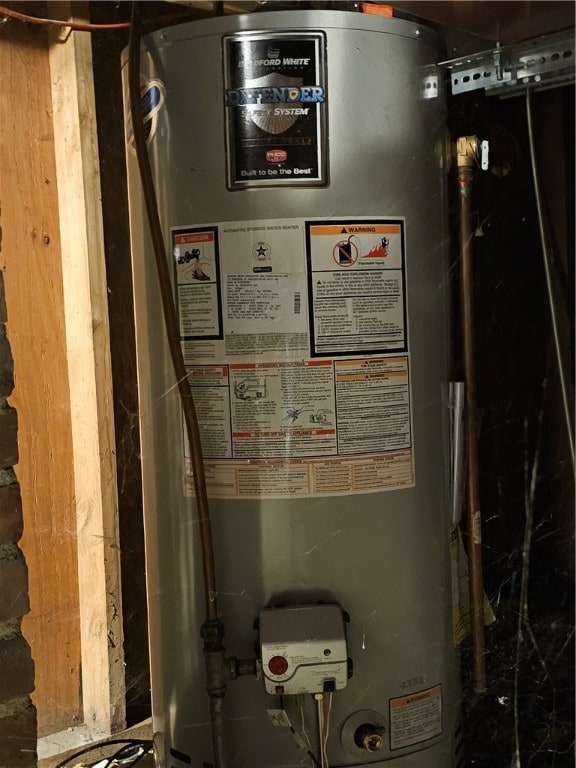 utility room featuring water heater