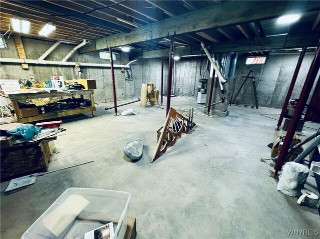 basement featuring water heater