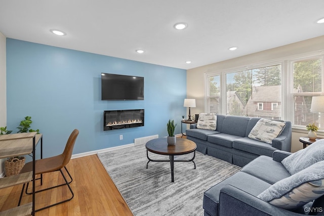 living room with hardwood / wood-style floors