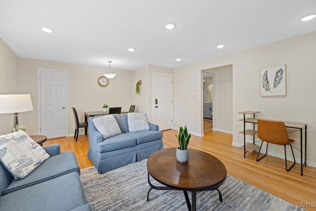 living room featuring light hardwood / wood-style flooring