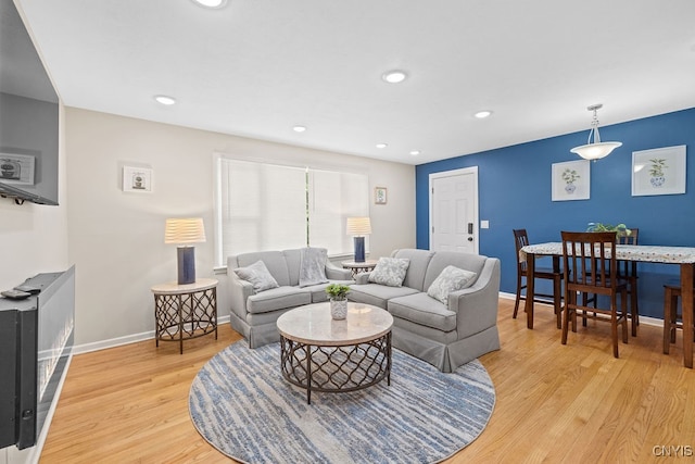 living room with light wood-type flooring