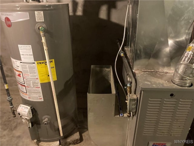 utilities with gas water heater and heating unit