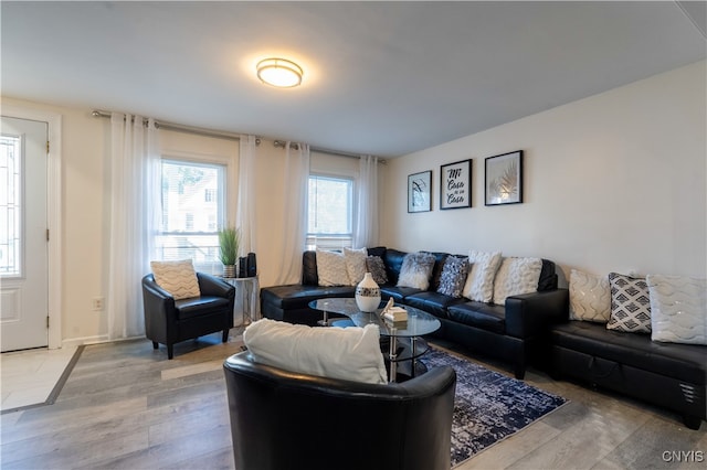 living room featuring light hardwood / wood-style flooring