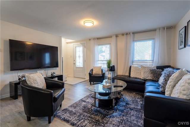 living room featuring light hardwood / wood-style flooring