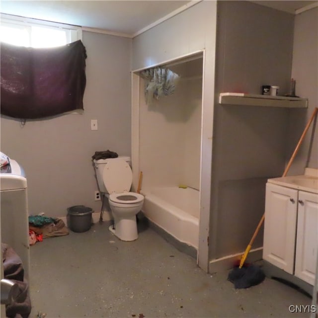 full bathroom with shower / bath combination, toilet, and vanity