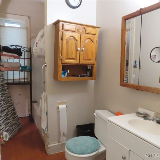 bathroom with toilet and vanity