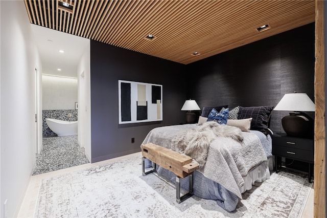 bedroom featuring wood ceiling