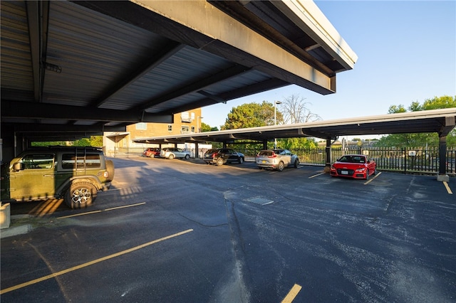 view of car parking featuring a carport