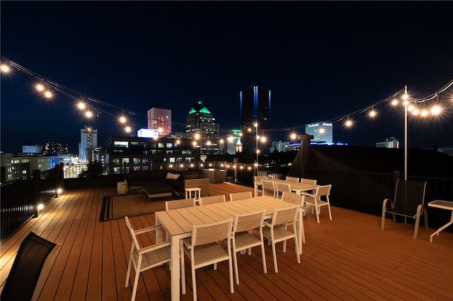 view of deck at twilight