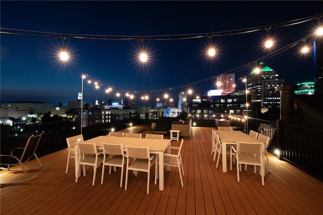 view of deck at twilight