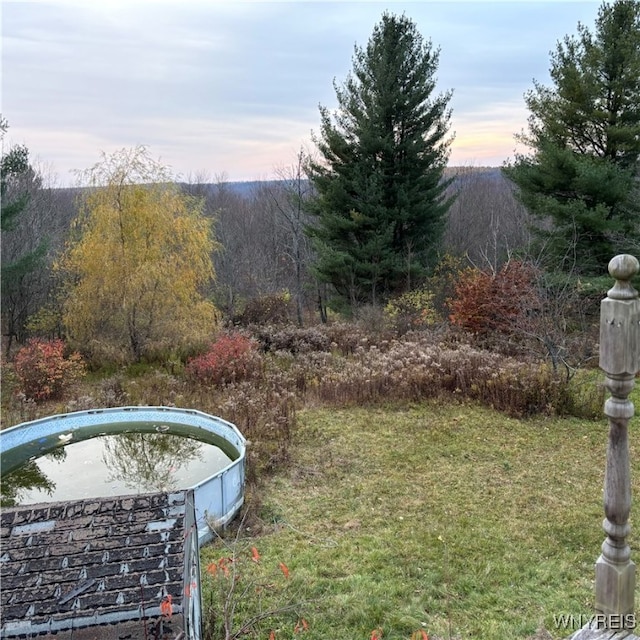 view of yard at dusk