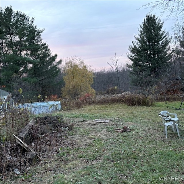 view of yard at dusk