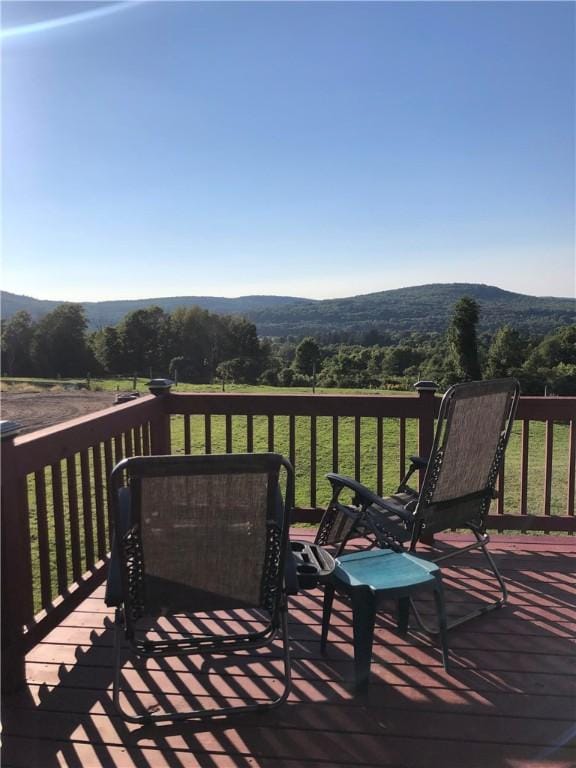 deck with a mountain view