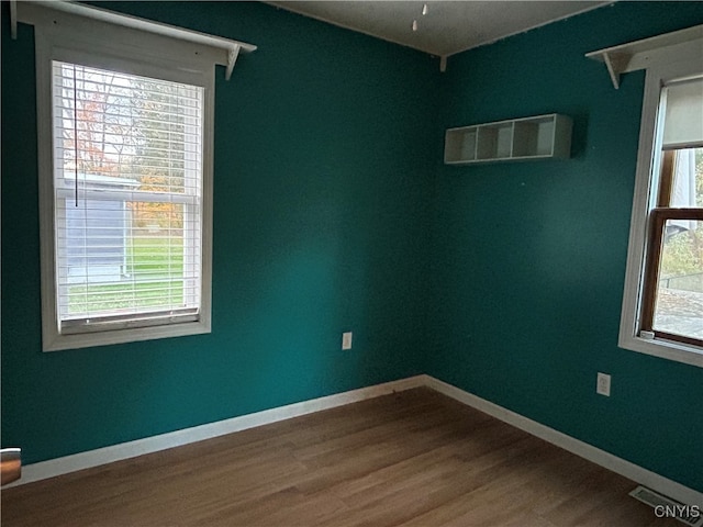 spare room with wood-type flooring